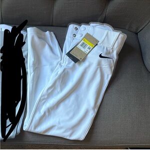 NWT Nike Kids White Baseball Pants with Black Swoosh